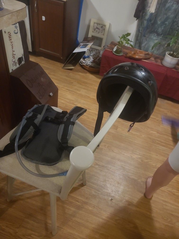 Motorcycle Helmet And Backpack Water Bottle