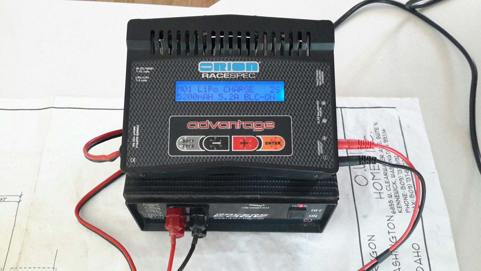 Team Orion Race Spec lipo charger and Racers Edge power supply