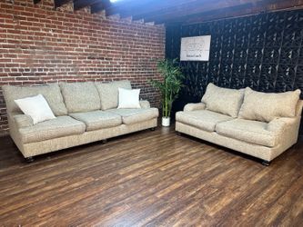Delivery Available Ashley furniture beige sofa couch + loveseat set