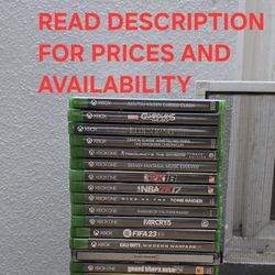 XBOX ONE GAMES, FIRM PRICE, GOOD CONDITION, READ DESCRIPTION FOR PRICES AND AVAILABILITY