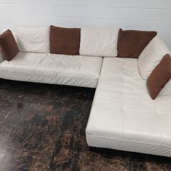 Z-Gallerie White Leather 2pc Sectional $700 OBO W/FREE DELIVERY 