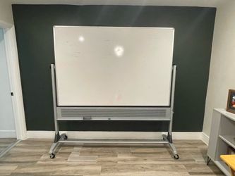 Large Double-Sided Rolling Whiteboard on Wheels – 75” Wide Office / Classroom Board