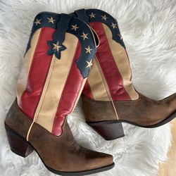 Durango Crush Cowboy Boots Women 8.5 USA Flag Patriot Western Rodeo Leather