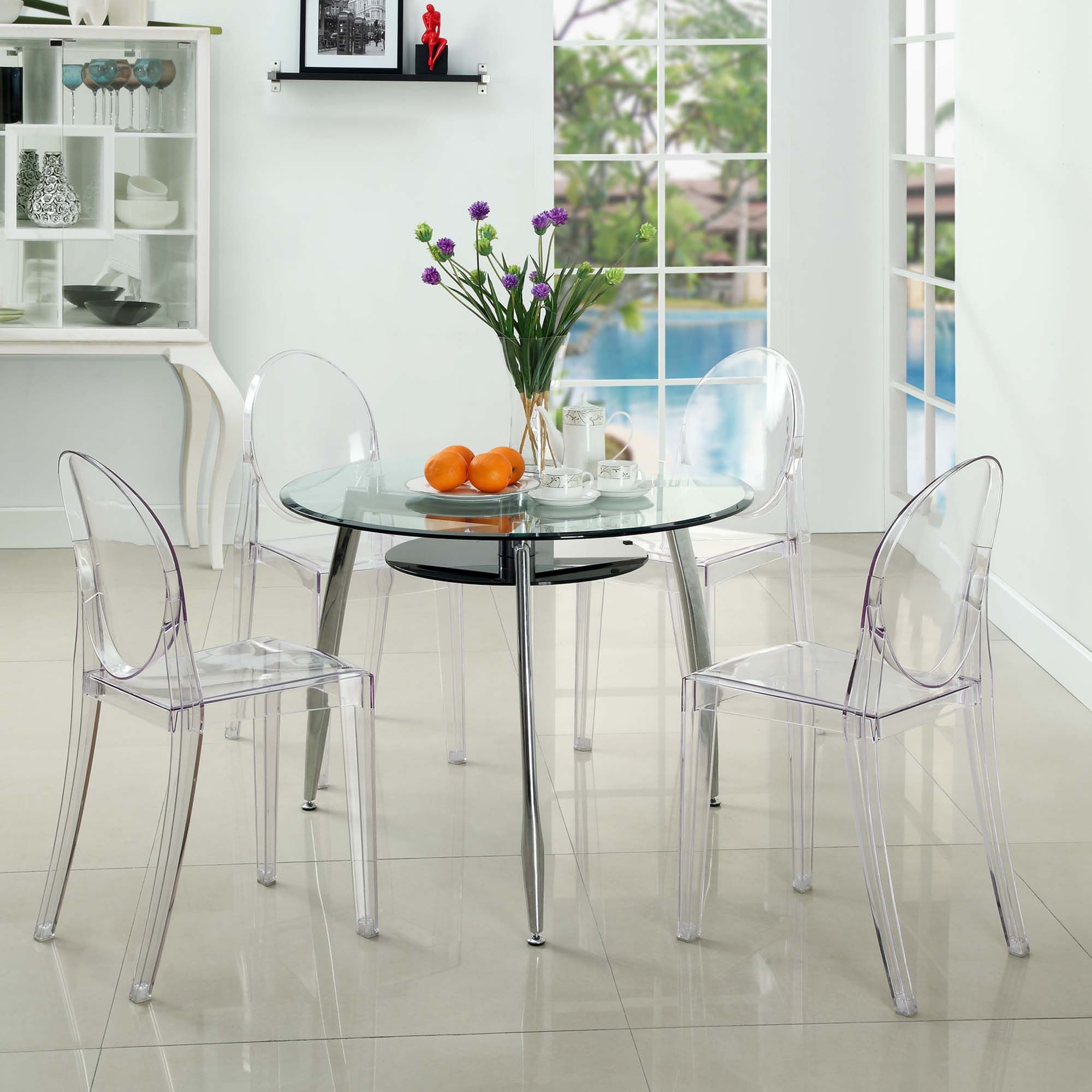 4 Clear Modway Casper Modern Acrylic Stacking Dining Side Chairs *will sell separately* IKEA Dining Table