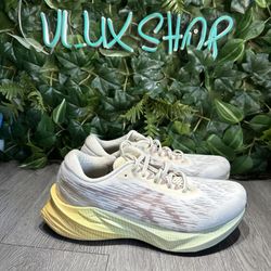 Asics Novablast 3 Mens Size 9.5 White Multicolor Athletic Running Shoes Sneakers