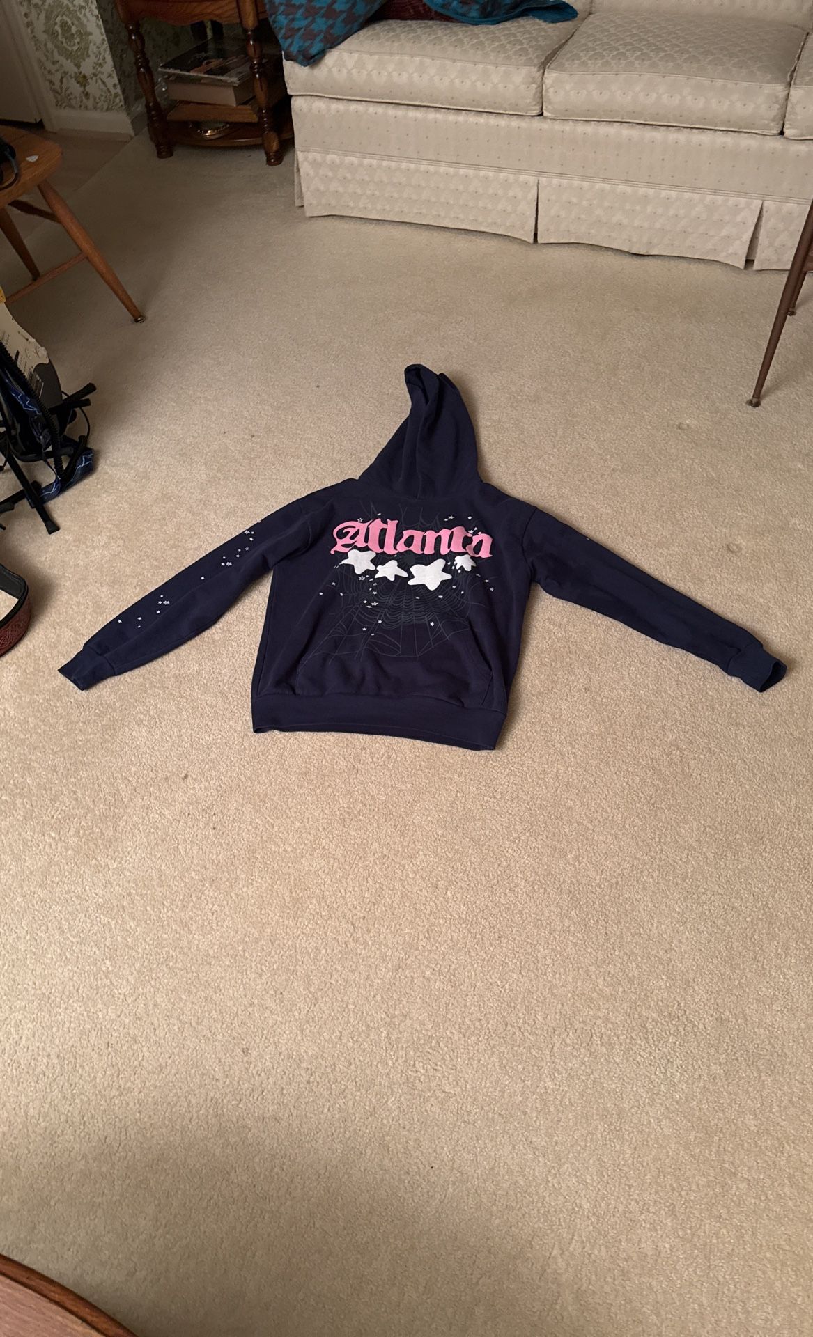 Navy Blue Atlanta Sp5der Hoodie Med