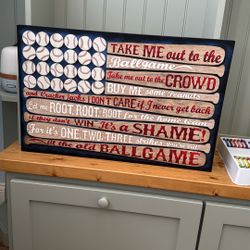 Baseball Canvas Wall Sign For Boys Room 