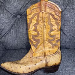 Ostrich Cowboy Boots, Size 8 Men