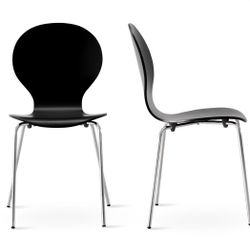 Livinia No.7 Mid-Century Modern Bentwood Stacking Chairs Set of 2 (Black)