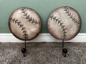 Vintage looking baseball wall hooks