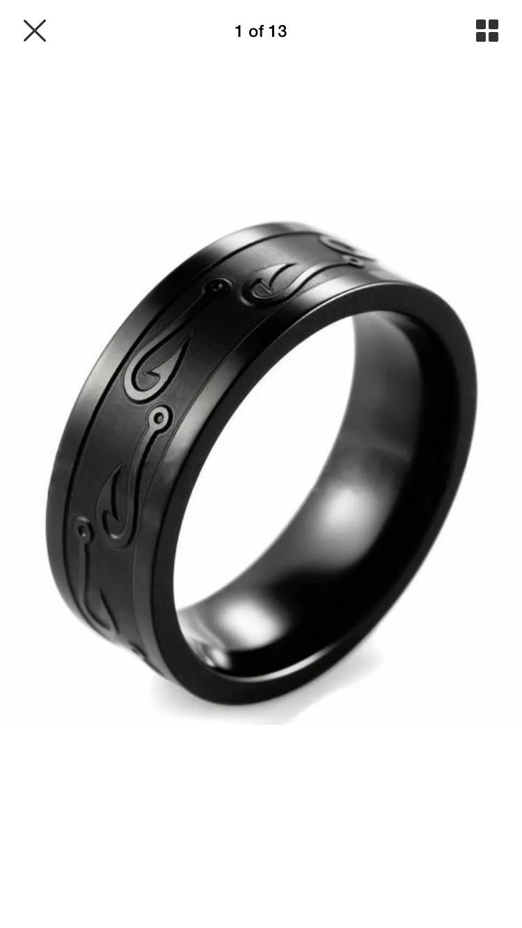 Fish Hook Black Ring
