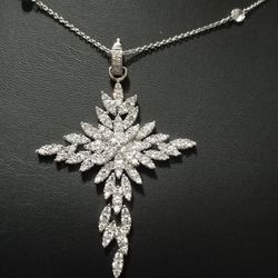 Sterling Silver Dangling Cross With Matching Earings