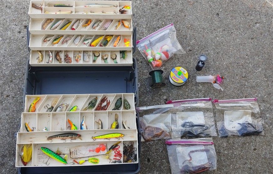 Tackle box full of tackle and lures
