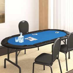 10-Player Folding Poker Tabletop Blue 81.9"x41.7"x1.2"