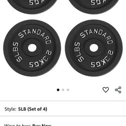5lb set Of 4 Weights Plates. 1inch Dia