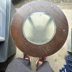 Round Accent Table w/ Glass Inset – Solid & Stylish (A Pair)