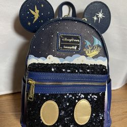 Disney Parks Peter Pan 50th anniversary attractions in Loungefly Minibackpack