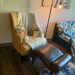Leather Chair And Footrest 