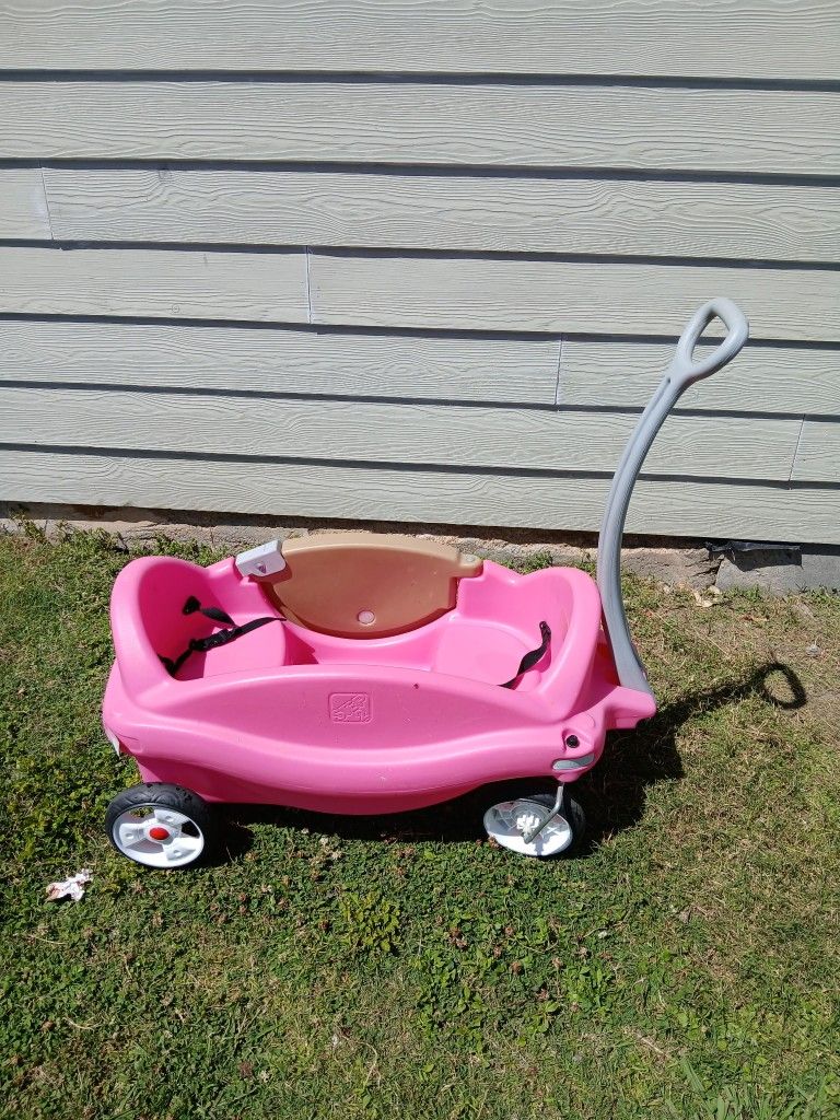 Step2 Neighborhood Wagon – Chariot Rouge Pour 2 Enfants, Avec Ceintures De Sécurité, Poignée Repliable, Facile à Nettoyer