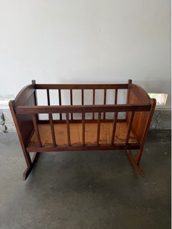 Vintage Wooden Rocking Baby Cradle