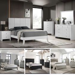 4- Pc Bedroom set Dresser,Mirror  Nightstand (1) Queen size bed frame  Not including Mattress and Box Sp