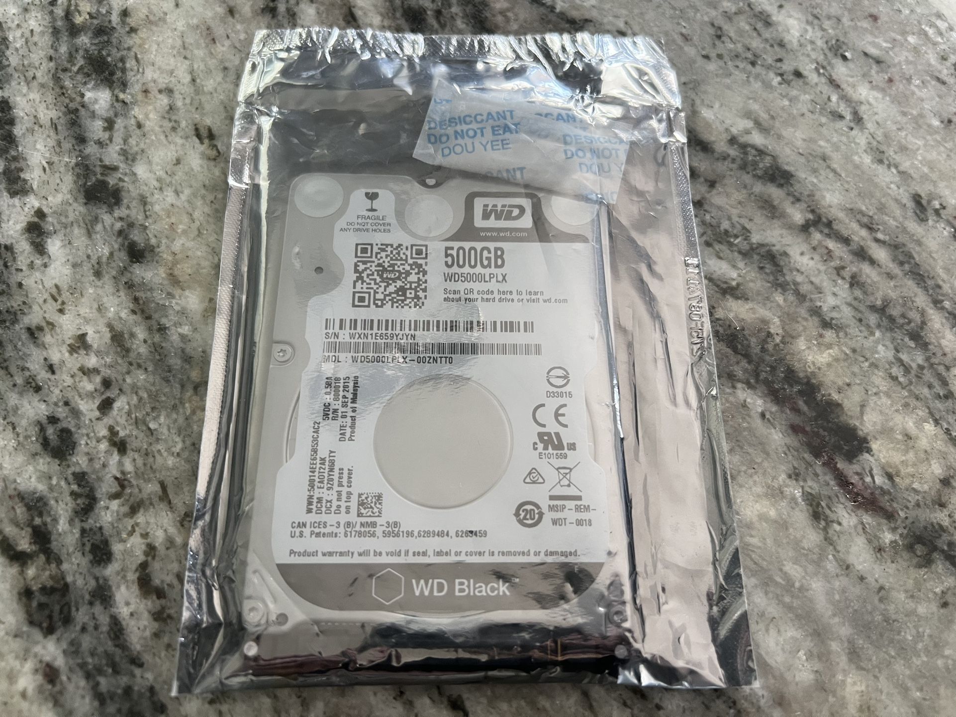 Western Digital. WD Black 500GB Internal SATA Hard Drive for laptops. WD5000LPLX. New. Sealed.