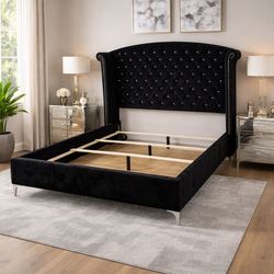 Black king size bed frame