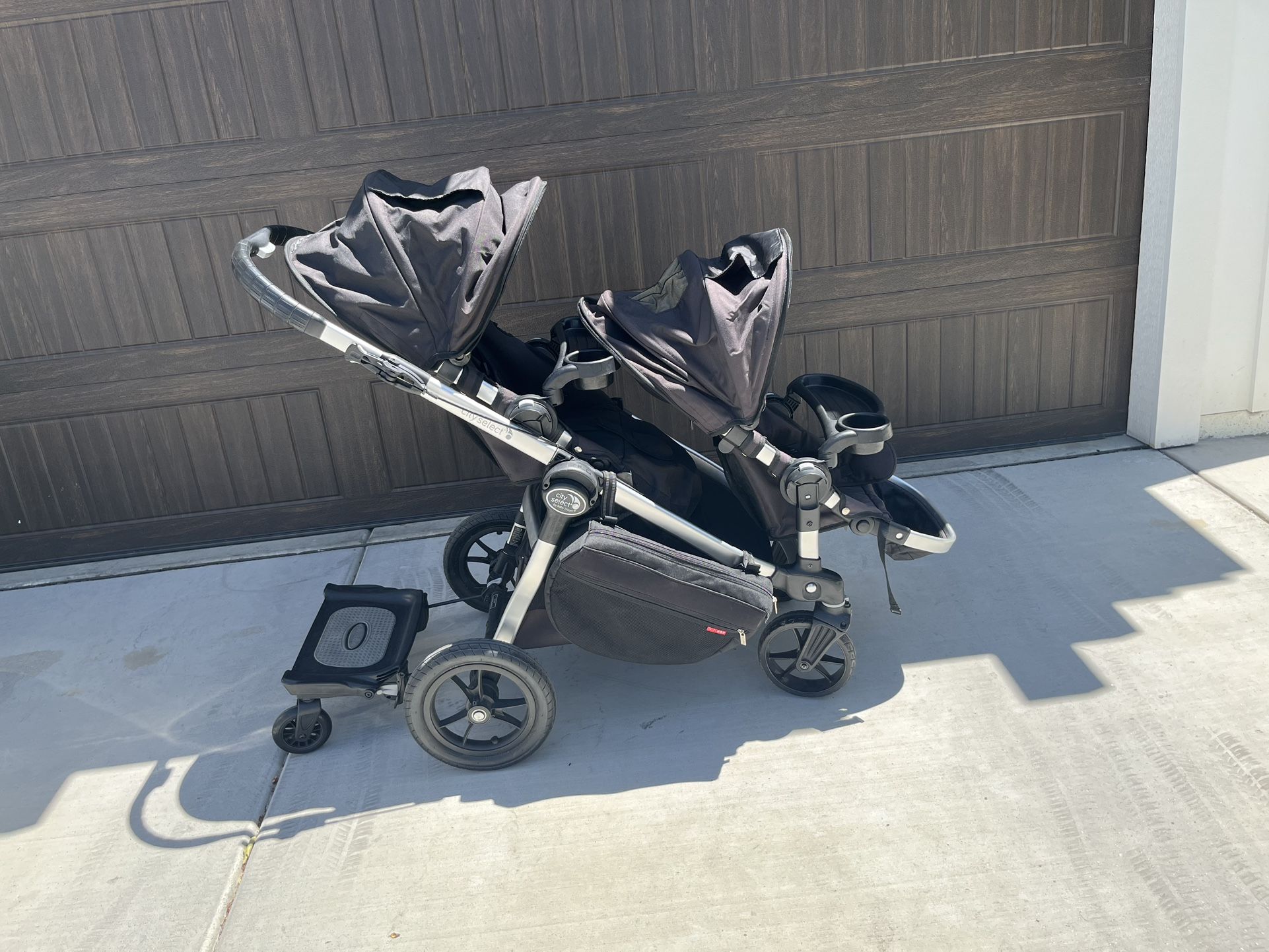 Baby Jogger City Select Double Stroller with Glider Board + Accessories