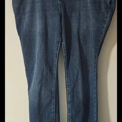 20W Womens LEE-medium blue stretch "slim fit straight leg mid rise' Jeans #16