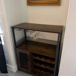 Wine Bar Cabinet with Detachable Wine Rack