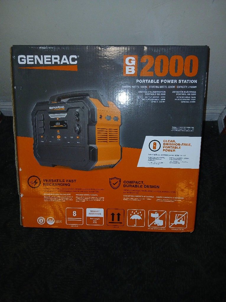 1600W Output / 3200 Peak 2106Wh Portable Battery Power Station with Push Button Start and Solar Charging -