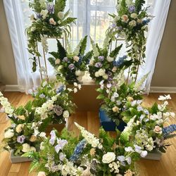 Wedding Ceremony 10 Woodland Floral Arrangements + 2 Rose-Gold Columns Bundle