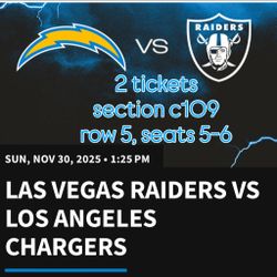 Raiders v Chargers - 2 tix, 20yard Line
