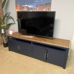 Carter Navy Blue & Acacia TV Stand