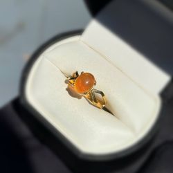 Vintage Jewelry 18k solid yellow gold opal stone 0.70CTW ring sz 6.00