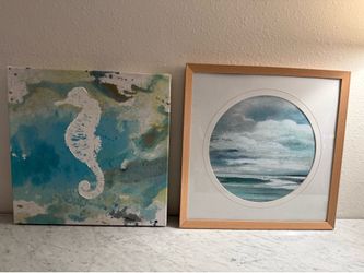 Turquoise Ocean Theme Wall Art Set of 4