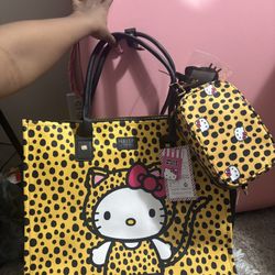Sanrio Hello Kitty Bioworld cheetah print travel tote bag 