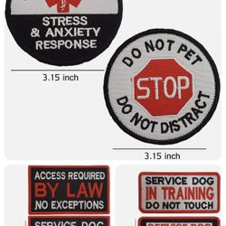 Lightbird 6 PCS Service Dog in Training/Working/Stress  Anxiety Response Embroi（pick up only）90063