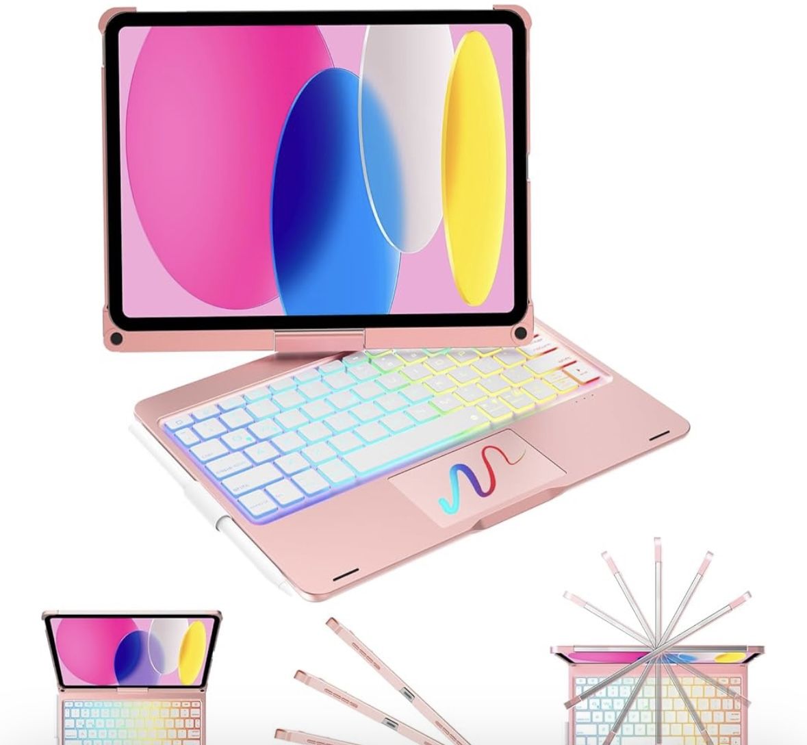 Rose Gold Rotatable Keyboard Case