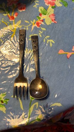 Vintage Silver-Tone Child’s Fork and Spoon Set