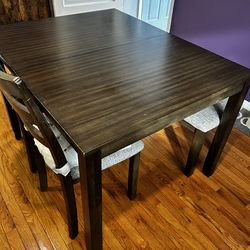 Expandable Dining Table with Bench & Chairs – Dark Wood