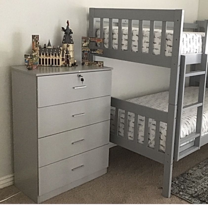 Dresser Tall Chest With Lock Gray 