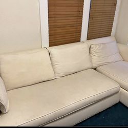 9’ x 6 1/2’ White Mid century modern couch