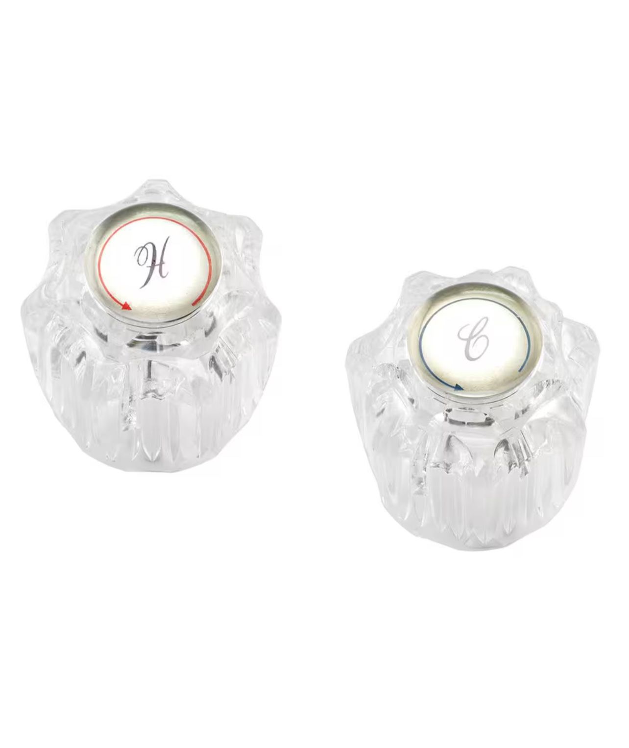 Universal Hot and Cold Clear Acrylic Faucet Handles 1-5/8 in. Height, Fits Delta