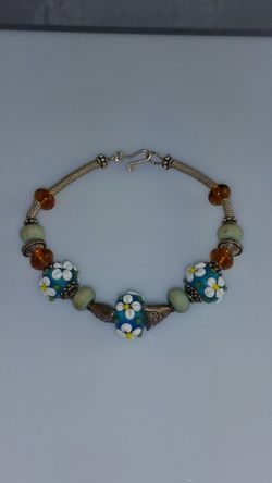 Handmade Lampwork and Silver Bracelet