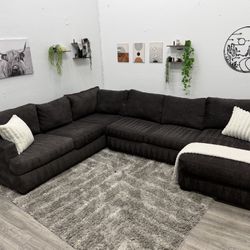 Black Sectional Couch - Free Delivery 