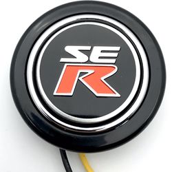 Horn Button with SE-R SER Logo For Nissan Vehicles fits Aftermarket Steering Wheels Like NRG Nardi Grant VMS Sparco and more no