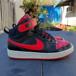 Nike Court Borough Mid 2 " Bred Toe " Black and " University  Red " colorway