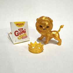 *Super Rare* Golden Lion + crown (Gumi Yum Surprise - Widlife) Collectible Animal Figurine / Puzzle Toy — with instructionsu