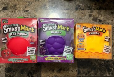 Red apple, grape, and cheese squishy